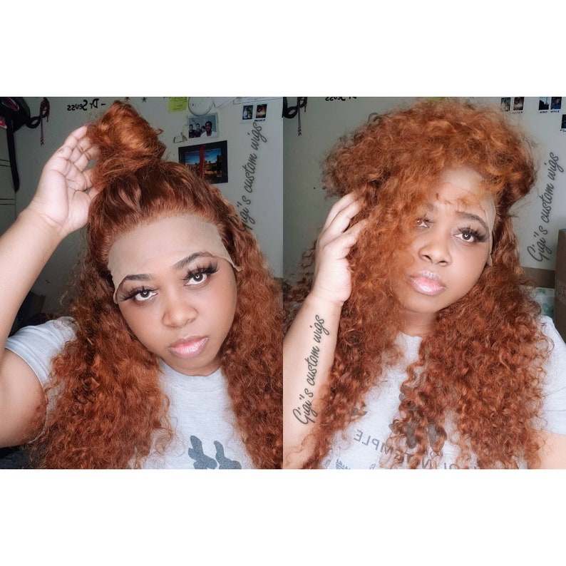 13x4 Lace Frontal wig Ginger color curly Lace Frontal custom Etsy