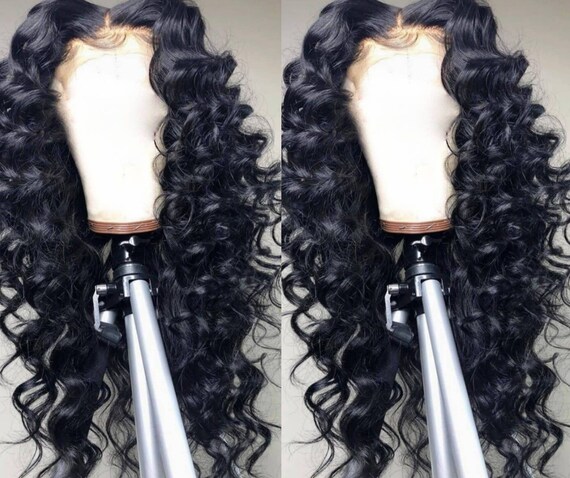 Wavy Curly Virgin Hair Custom Wig Unit Bouncy Waves Lace Etsy