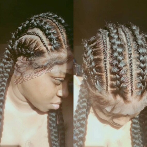 Stitch Feed In Braided Cornrow Wig 26 Inch Box Braid Etsy