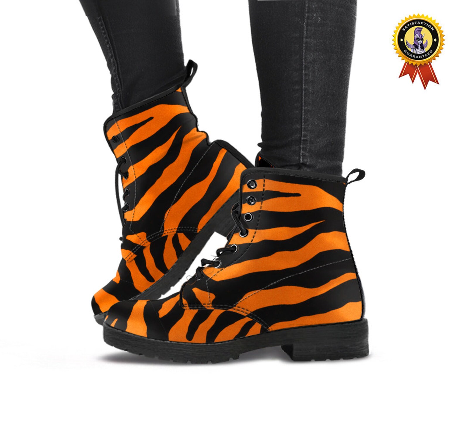 Tiger Skin Boots Womens Boots Vegan Leather Womens Gift Etsy