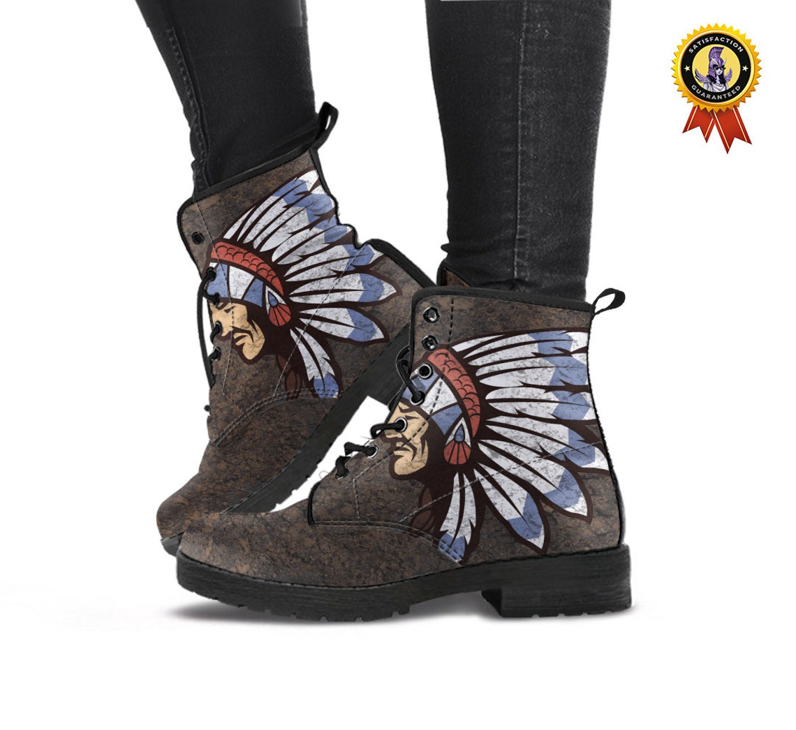Indian Face Boots Womens Boots Vegan Leather Womens Gift Etsy