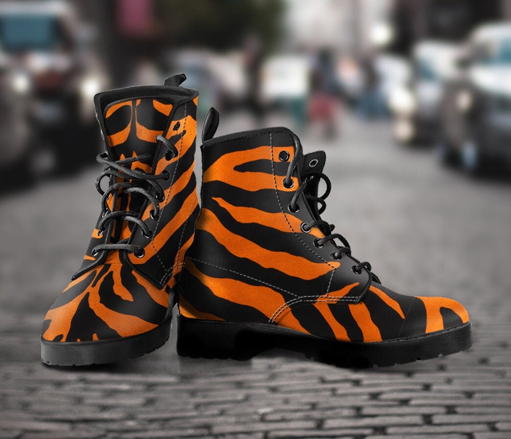 Tiger Skin Boots Womens Boots Vegan Leather Womens Gift Etsy