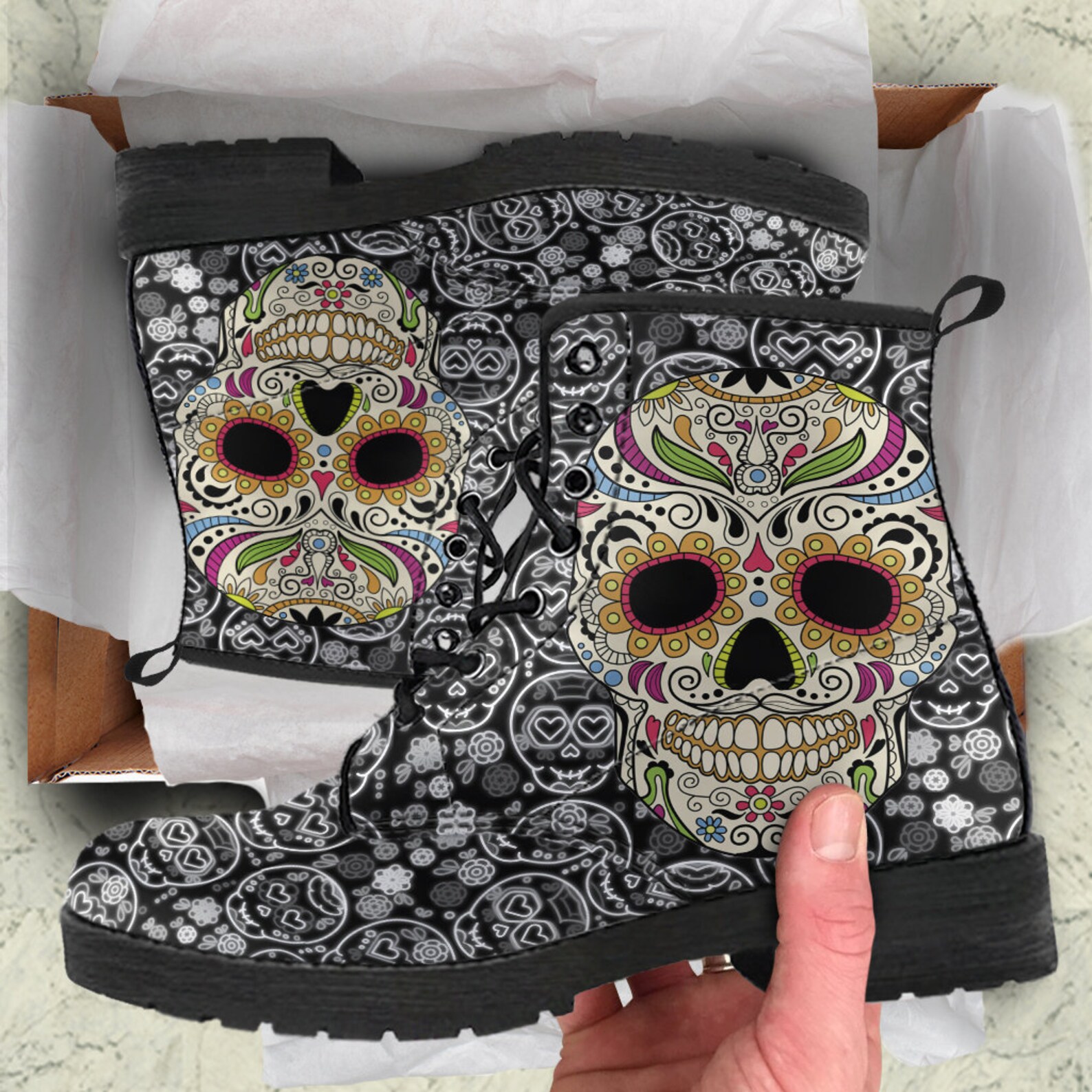 Day of The Dead Shoes Womens Boots Vegan Leather Womens Etsy Day of The Dead Shoes Womens Boots Vegan Leather Womens Etsy