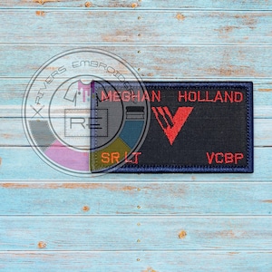 Navy background Plate carrier flak patch- 2.25&quot; x 4&quot; - Embroidered patch on dark Navy Fabric with a Navy edge trim – Hook Fastener