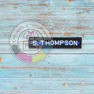Name Tape - Thin Blue/Red line Embroidered patch with sew on or Hook Fastener-  Premium patch