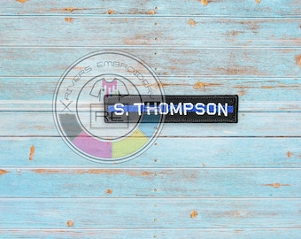 Name Tape - Thin Blue/Red line Embroidered patch with sew on or Hook Fastener-  Premium patch