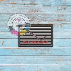 Naval Jack Embroidered Patch: Don&#39;t Tread On Me, 2x3 inch (Sew On/Hook Backing)