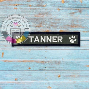Paw Print Name Patch: Custom Embroidered 1&quot;x5&quot;, Sew-On or Hook Fastener