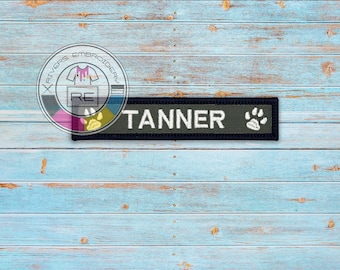 Paw Print Name Patch: Custom Embroidered 1"x5", Sew-On or Hook Fastener