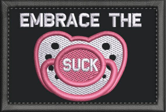  You Suck Hook and Loop Patch Morale Tags Fully Embroidered  (Black and White)