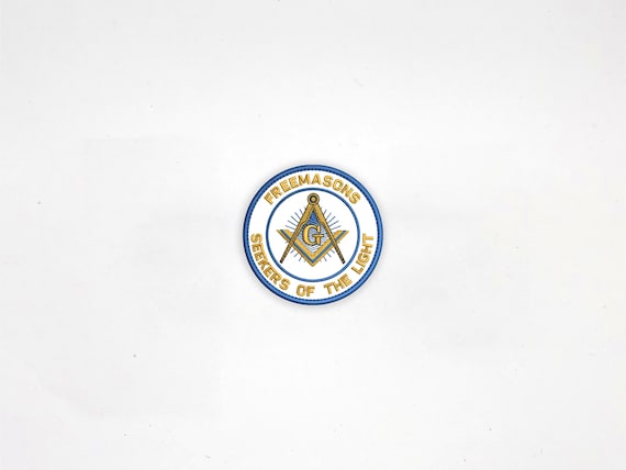 LOT of TWO MASONIC LOGO FLAG EMBROIDERED PATCHES FREEMASON SQUARE COMPASS MASON