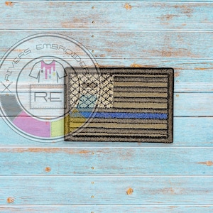 American Flag Thin Blue Line Flag - Embroidered - Sew On OR Hook Fastener-  Premium patch