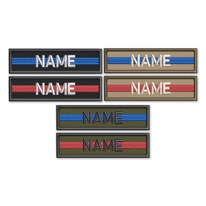 Custom Embroidered Name Tape Patch: Thin Blue/Red Line (1x2 inch)