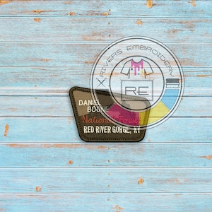 Handmade Red River Gorge Kentucky Patch Hat patch -2.25X3.25 Inch - Premium patch, your choice of sew on or hook fastener backing