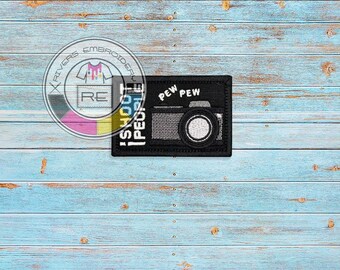 I SHOOT PEOPLE Photography 3X2 Inch Embroidered Patch - Embroidered: Sew on or Hook Fastener backing-  Premium patch
