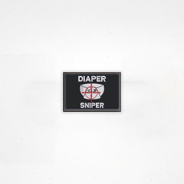 Tactical Dad Life Diaper Sniper Embroidered patch 3x2 inch sew on/Hook fastener with black edge finish