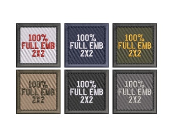 100% Fully Embroidered 2X2 Inch Custom Designed Patch: Your choice of Sew on or Hook Fastener backing