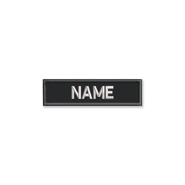 BLACK Name Tape Embroidered patch sew on/Hook fastener with black edge finish