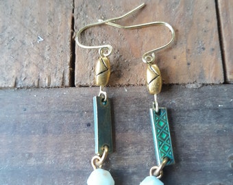 Green dangle earrings