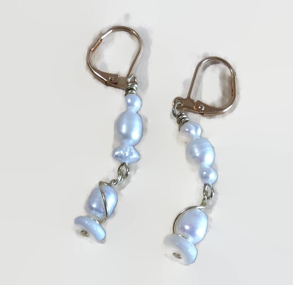 Freshwater pearls and gold earrings
