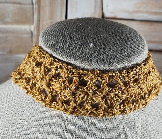 Shiny gold crocheted choker with gold color closure, adjustable from 11" to 13"