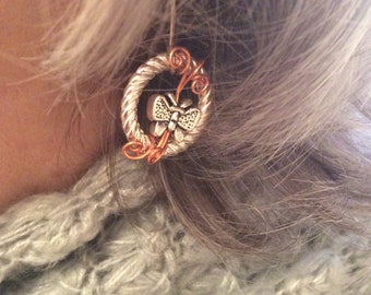 Silver and copper butterfly earrings