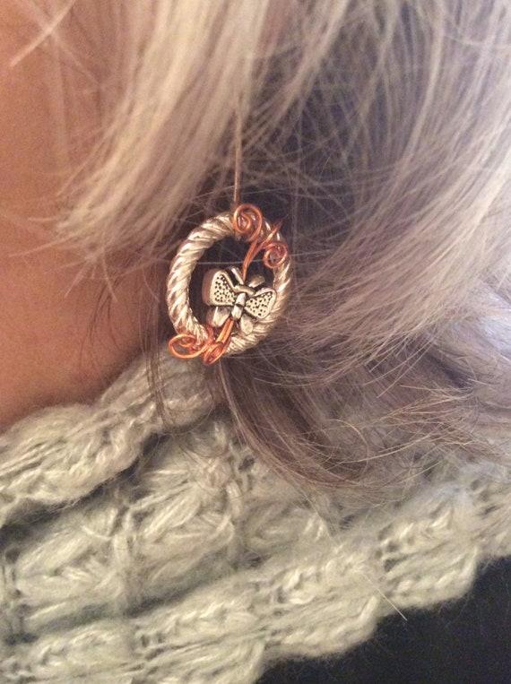 Silver and copper butterfly earrings