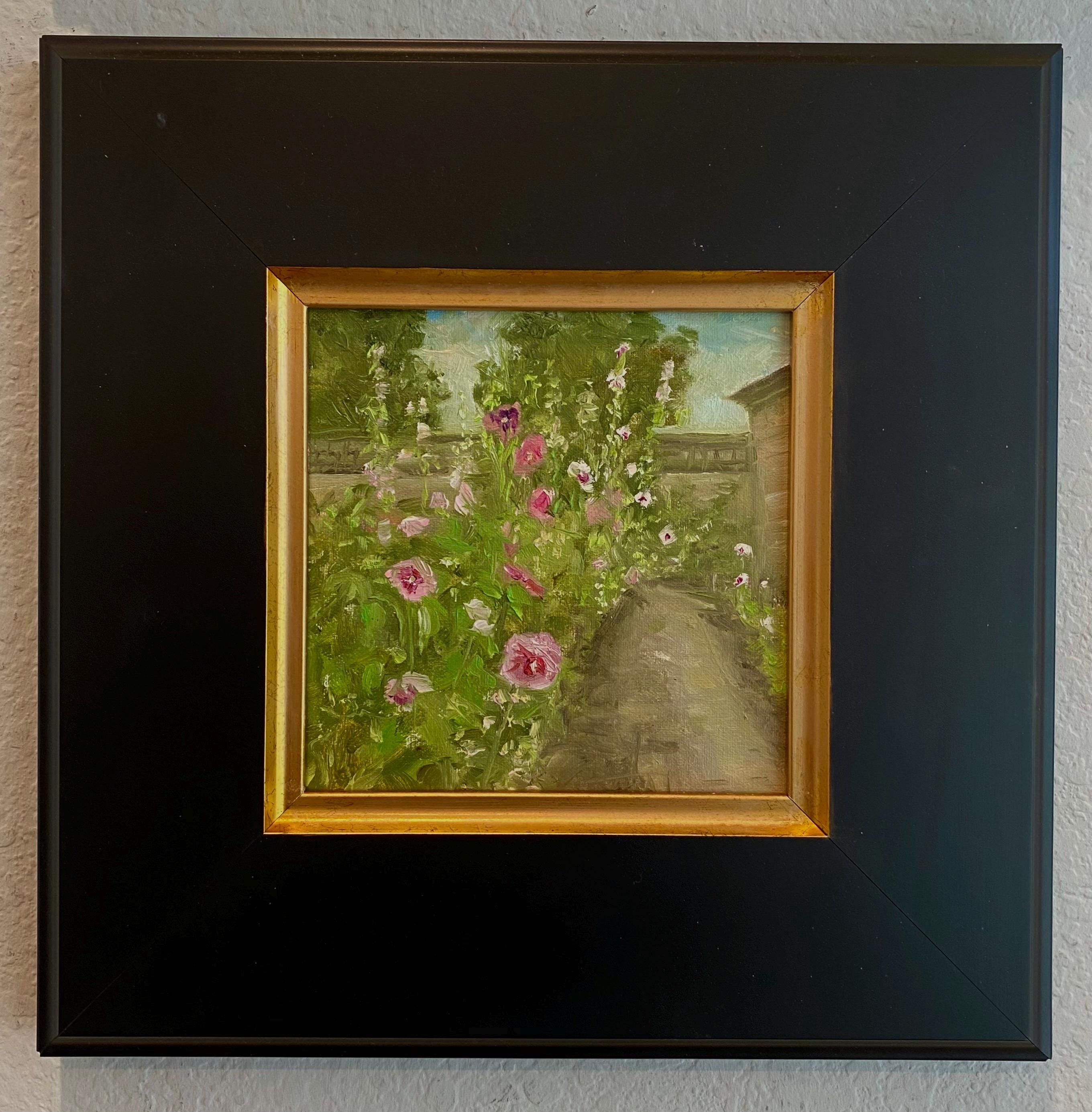 The Path To Happiness- an original 6x6 oil painting on linen panel framed to 11.5x11.5 custom frame