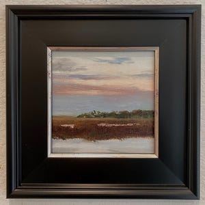 A Winter Marsh In South Carolina- an original 6x6 oil on panel framed to 10x10