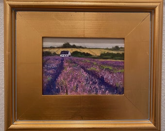 Light On Lavender-New Work! Original oil painting on 5x7 linen panel framed to 11x13
