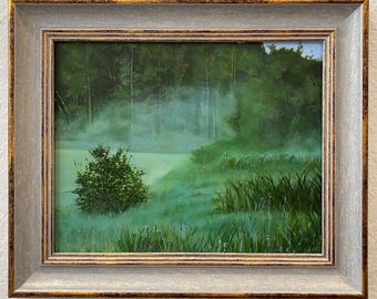 Summer Morning- an original  8x10 oil painting on aluminum panel framed to 10.5x12