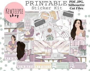 PRINTABLE Planner Sticker Kit | Stay/Work at Home Printable Planner Stickers | Erin Condren | Digital Download | Weekly Sticker Kit