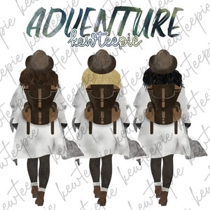 Adventure ClipArt Girls | Kewteepie Hand Drawn Illustrations | Planner Sticker ClipArt | Camping Clipart | Watercolor ClipArt