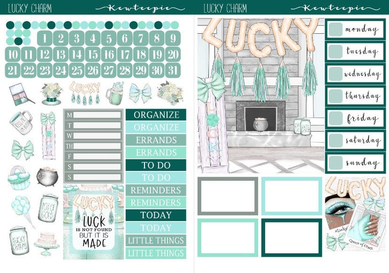 PRINTABLE Planner Sticker Kit | Lucky Charm Printable Planner Stickers ...