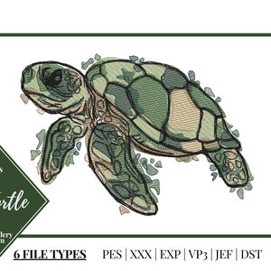 Sea Turtle Embroidery Design | Sea Turtle Animal Embroidery File | Digital Download | Machine Embroidered Design