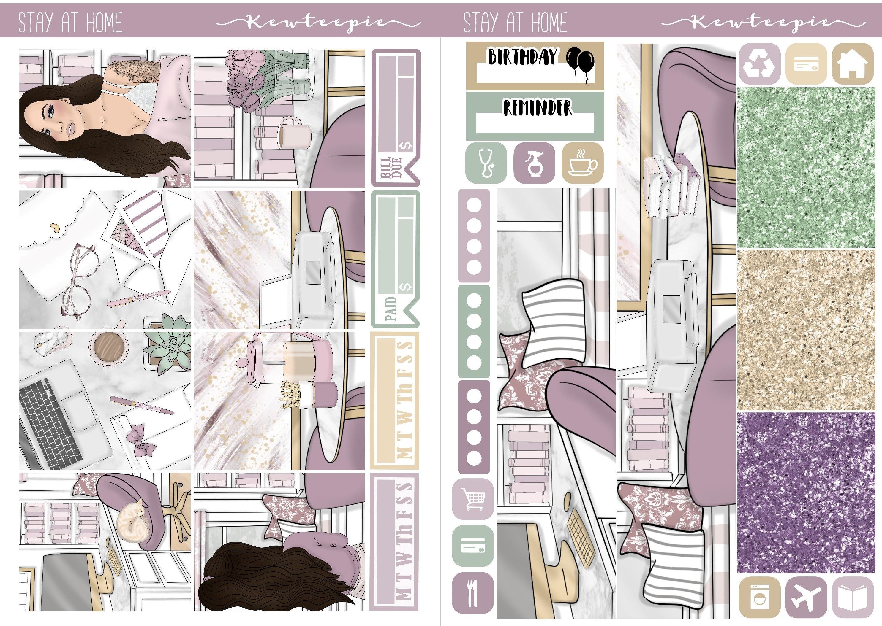 PRINTABLE Planner Sticker Kit | Stay at Home Printable Planner Stickers ...