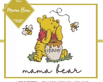 Mama Bear Embroidery Design | Mama Embroidery File | Digital Download | Machine Embroidered Design | Mama Embroidery