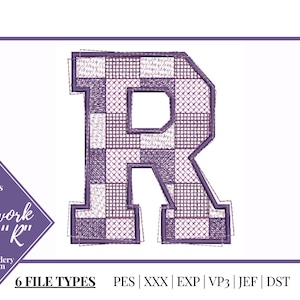 Patchwork Letter R Embroidery Design | Alphabet Letters Embroidery File | Quilted Letters| Digital Download | Machine Embroidered Design