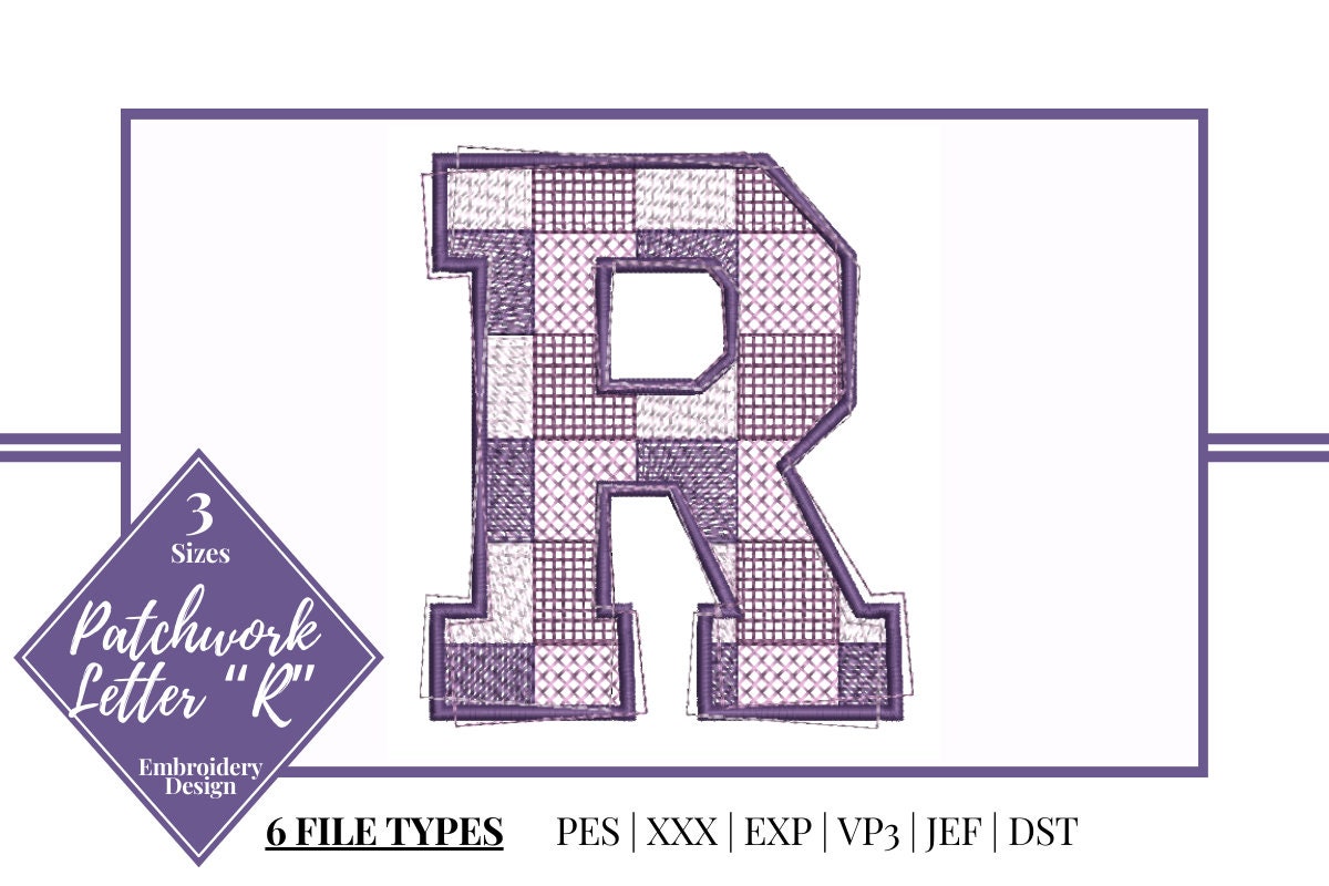 Patchwork Letter R Embroidery Design | Alphabet Letters Embroidery File ...