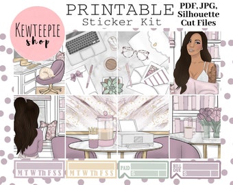 PRINTABLE Planner Sticker Kit | Stay at Home Printable Planner Stickers | Erin Condren | Digital Download | Weekly Sticker Kit