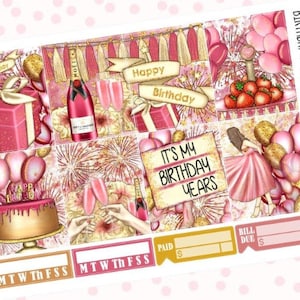PRINTABLE Planner Sticker Kit | Birthday Wishes Printable Planner Stickers | Erin Condren | Digital Download | Weekly Sticker Kit