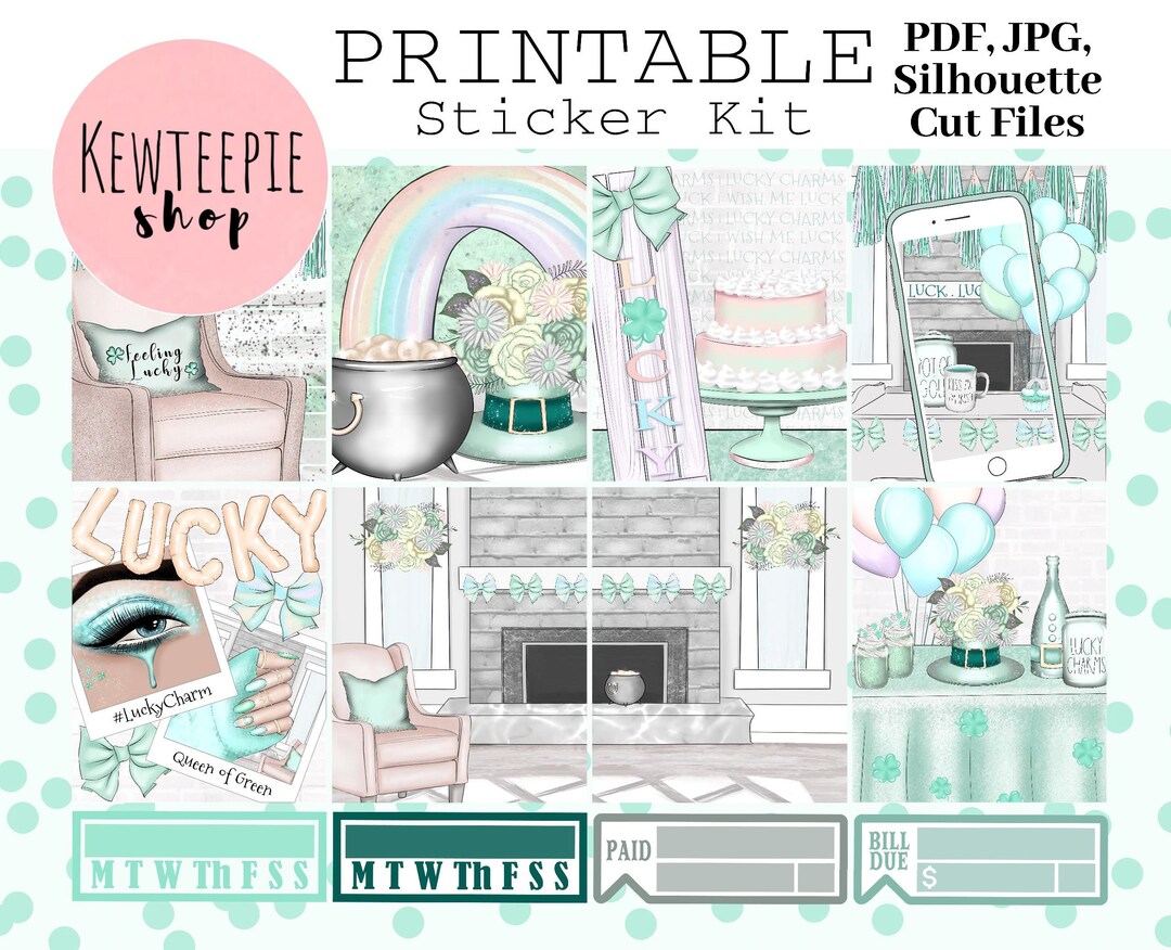 PRINTABLE Planner Sticker Kit | Lucky Charm Printable Planner Stickers ...