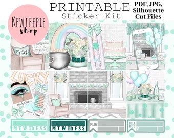 PRINTABLE Planner Sticker Kit | Lucky Charm Printable Planner Stickers | Erin Condren | Digital Download | Weekly Sticker Kit