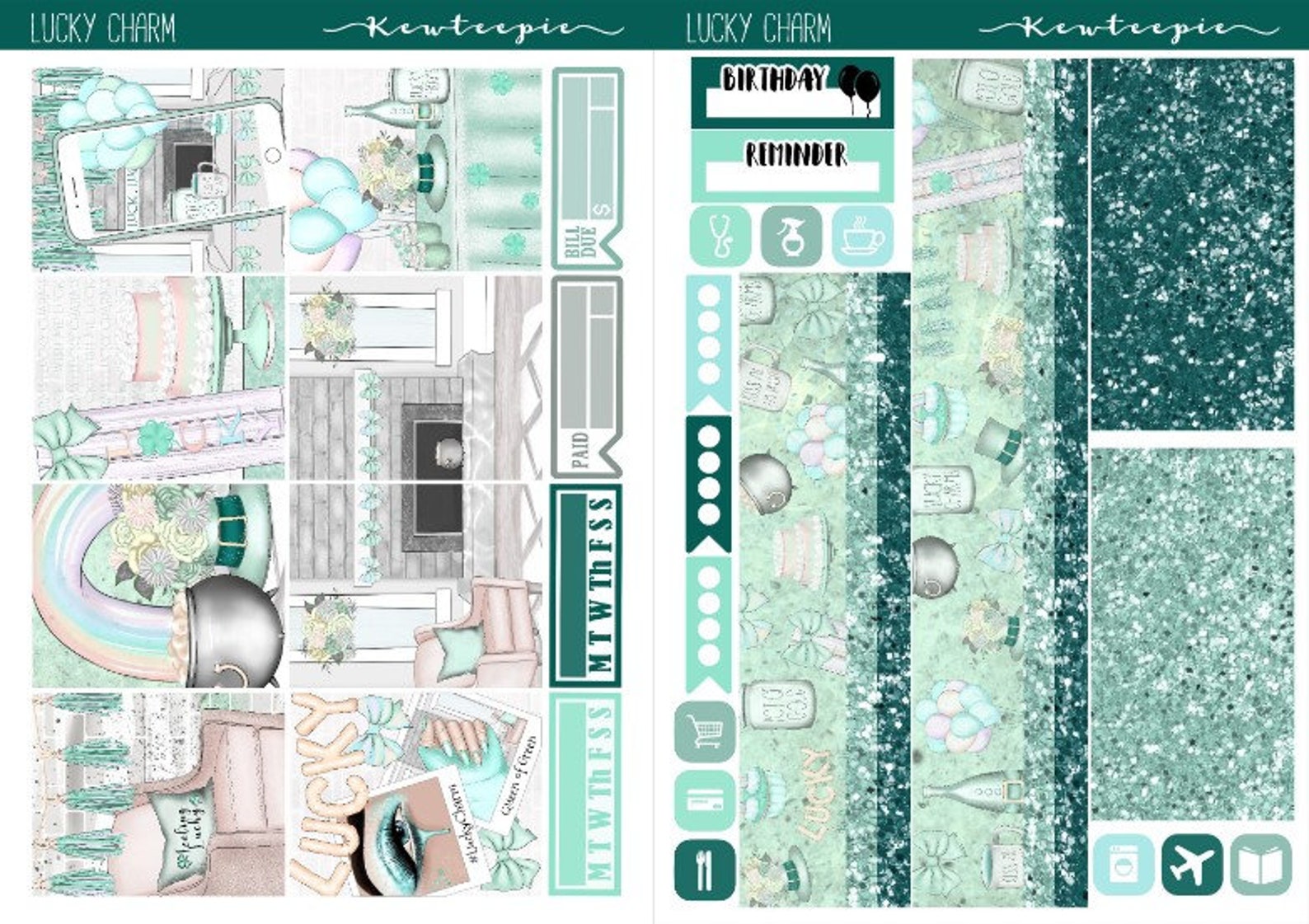 PRINTABLE Planner Sticker Kit Lucky Charm Printable Planner | Etsy