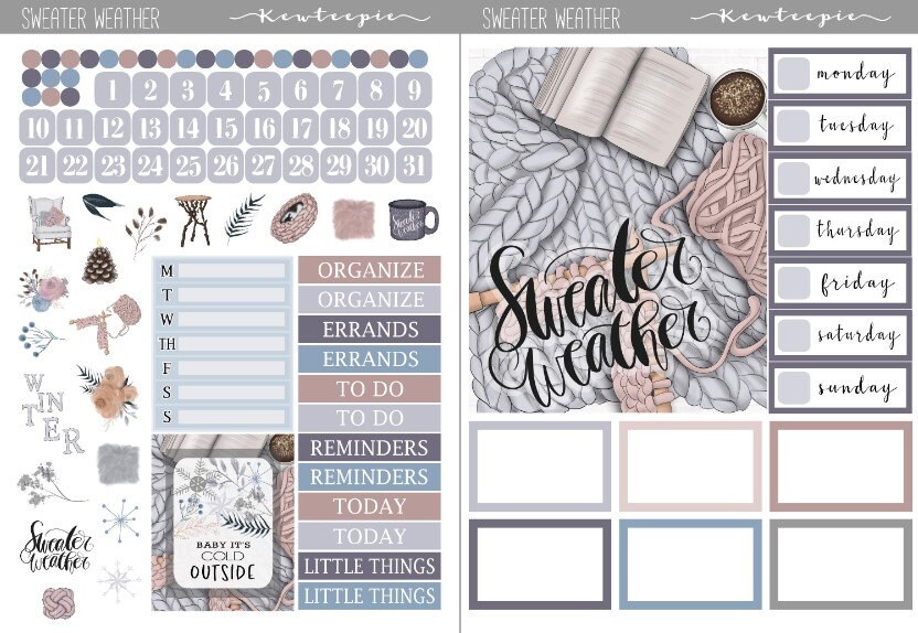 PRINTABLE Planner Sticker Kit | Sweater Weather Printable Planner ...