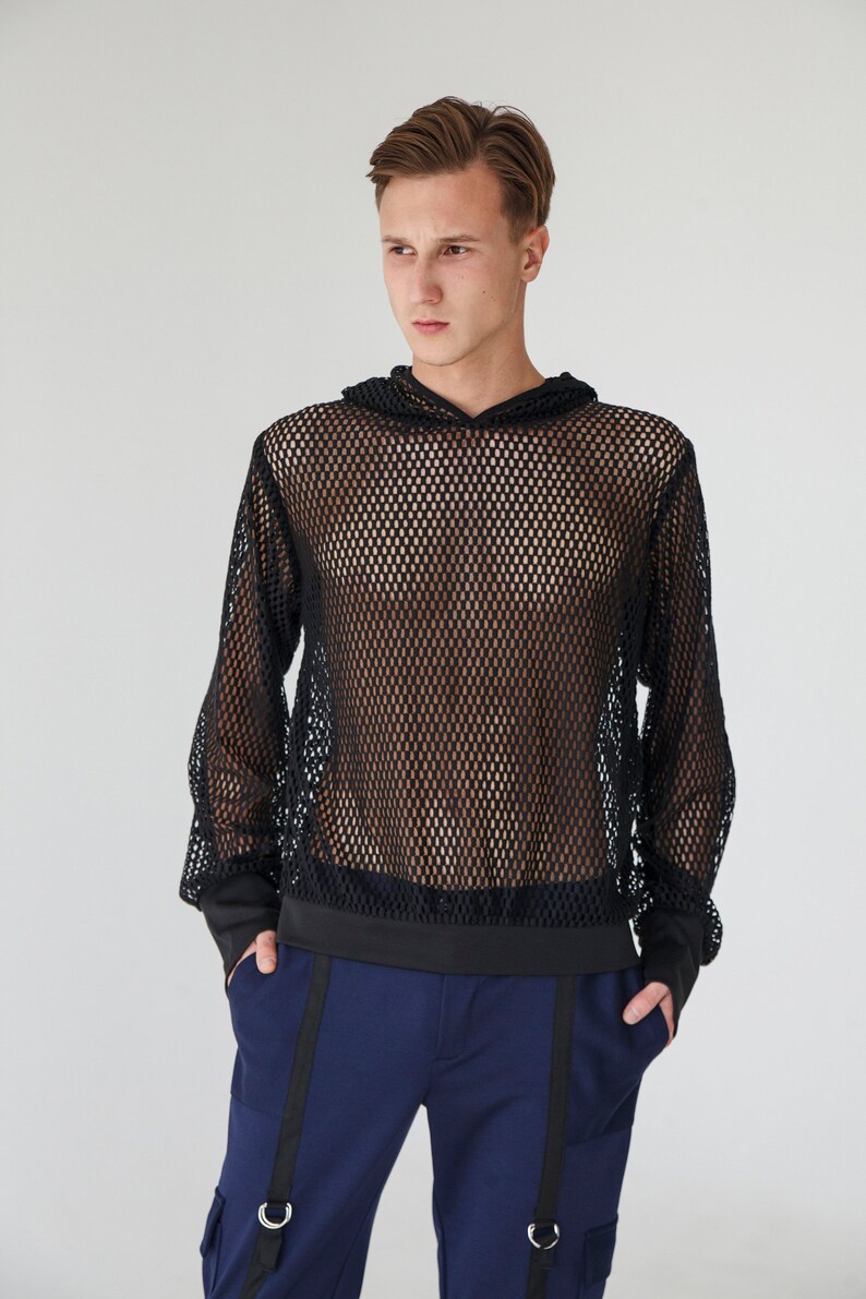 Shirt Men Mens Mesh Shirt Mesh Hoodie Men Mesh Men Etsy