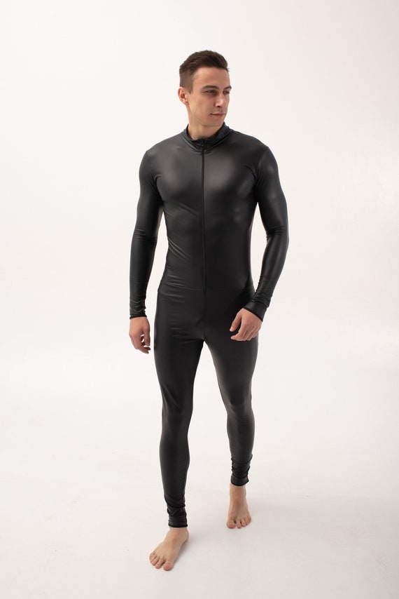 Zentai Mens Bodysuitwet Look Spandex Bodysuit Gay Faux Etsy