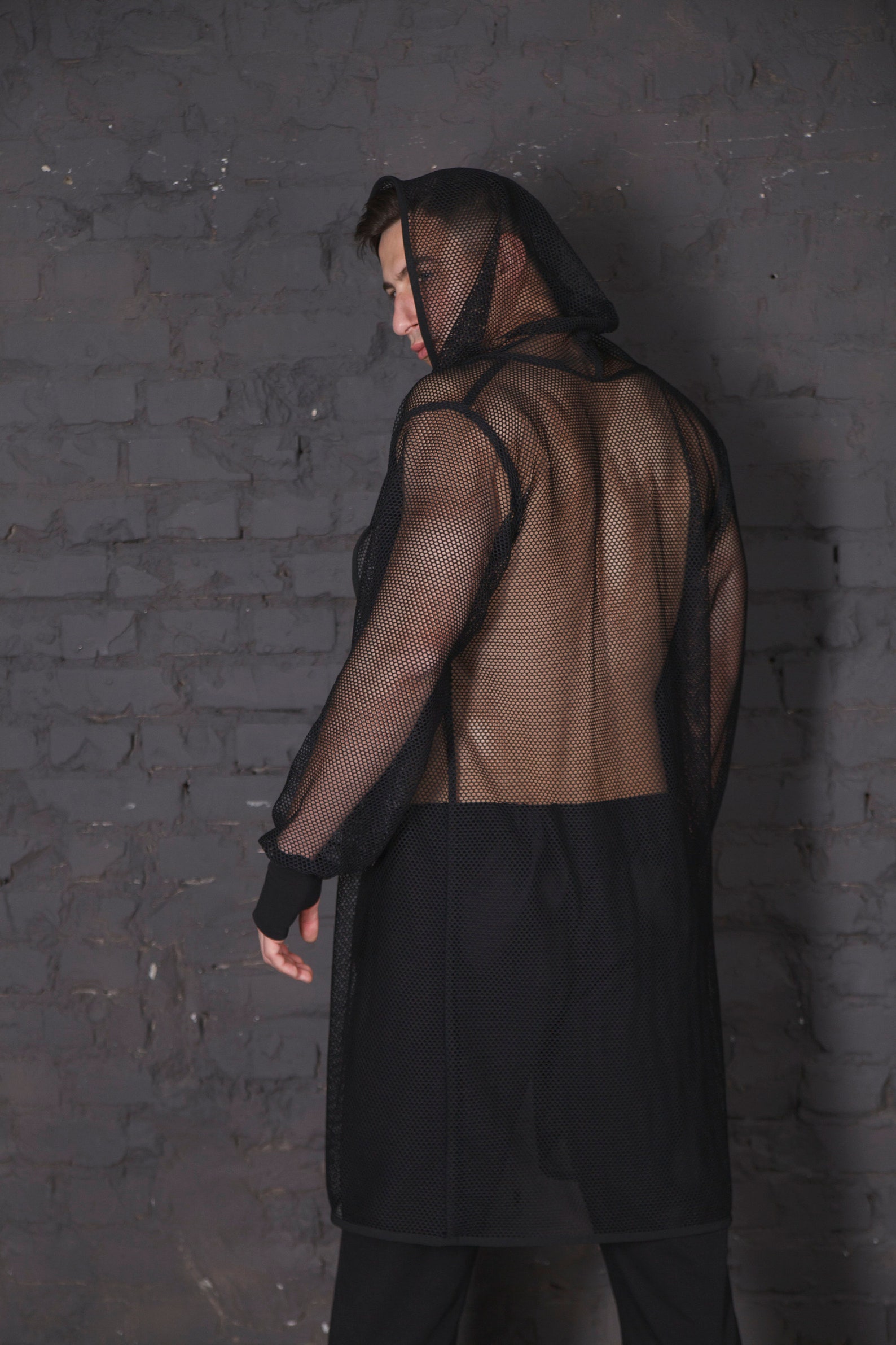 Mens Mesh Shirt Men Mesh Robe See Thru Mesh Rob Etsy