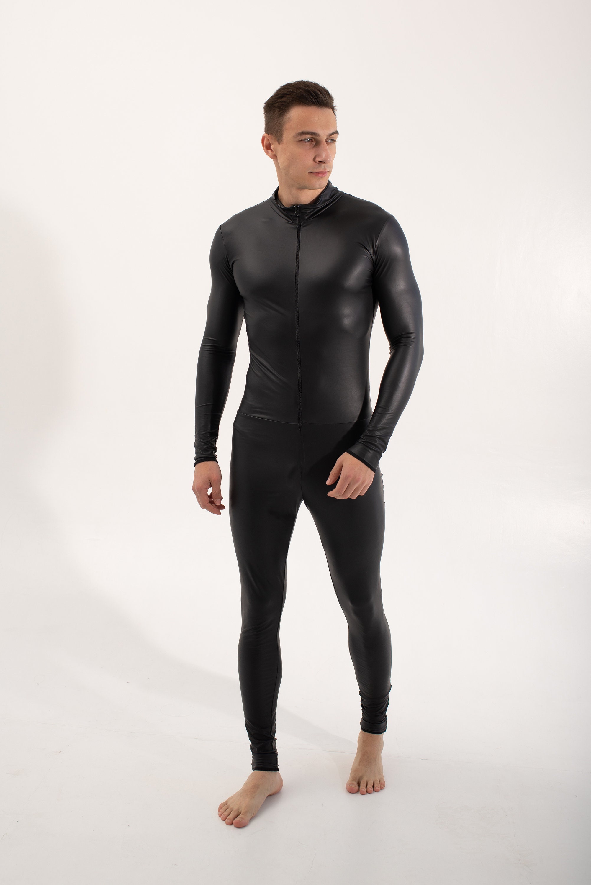 Zentai Mens Bodysuitwet Look Spandex Bodysuit Gay Faux Etsy