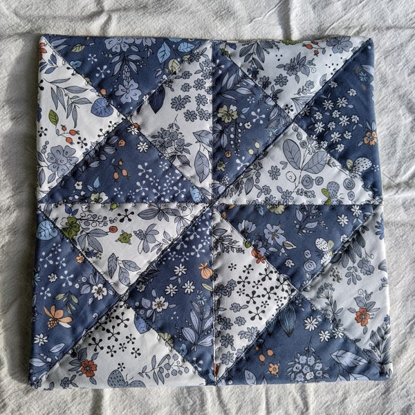 Blue and White Hand Quilted Pot Holder